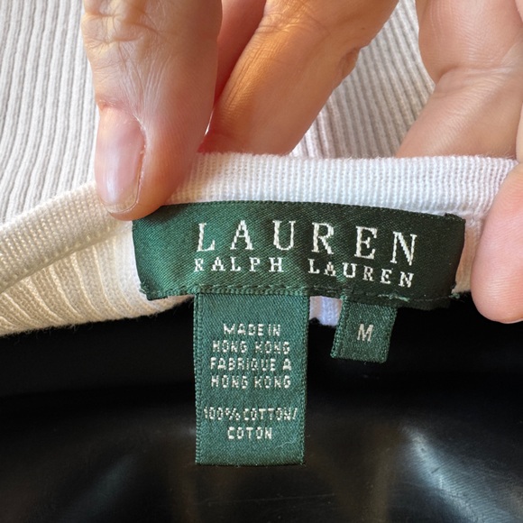 Lauren Ralph Lauren White Ribbed Sweater Tunic with Silver Chain Belt Size M - Picture 8 of 14